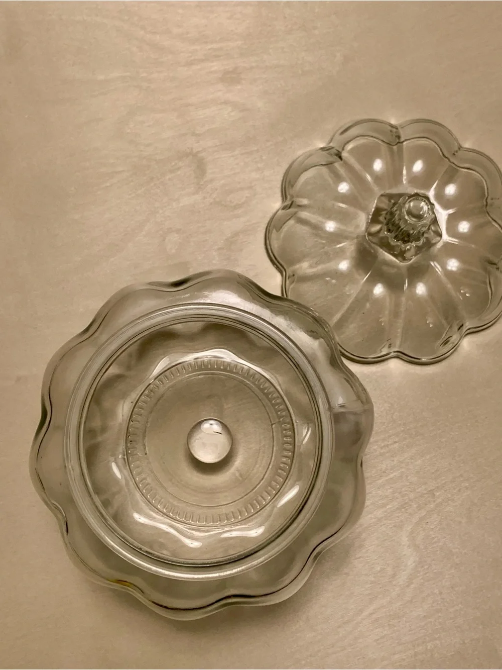 2 Glass Pumpkin Jars with Lids - Clear and Amber